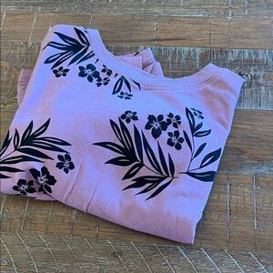 Original Use Lilac Crewneck Sweater with Black Floral Print